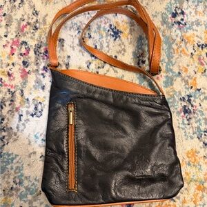 Vera Pelle Leather Black and Tan Mini Bag